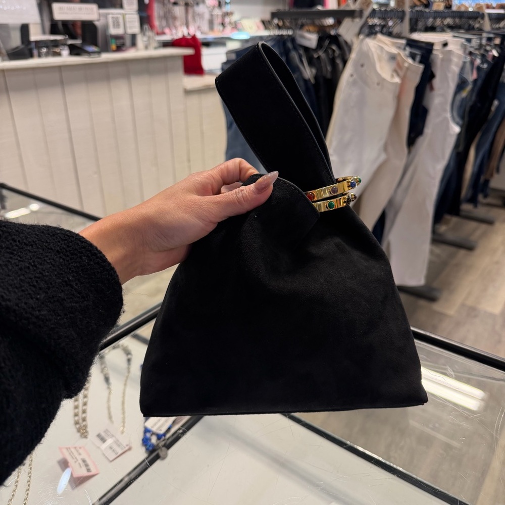 Veronica Beard Black Suede Bracelet-Closure Handbag - Picture 5 of 6